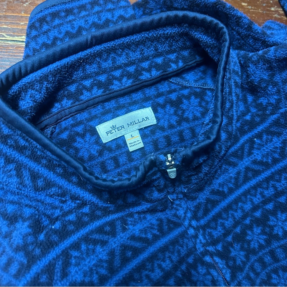 Peter Millar men's quarter-zip fleece in blue size large gummy logo